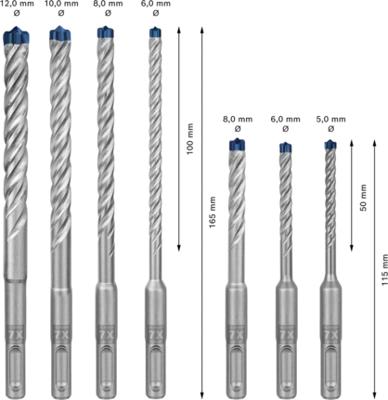 Bosch Accessories EXPERT SDS plus-7X 2608900195 Hamerboor 7-delig 5.0 mm, 6.0 mm, 8.0 mm, 6.0 mm, 8.0 mm, 10.0 mm, 12.0 mm SDS-Plus 7 stuk(s)