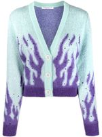 Alessandra Rich cardigan en maille à imprimé flamme - Vert