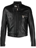 Dolce & Gabbana veste de moto en cuir à fermeture zippée - Noir