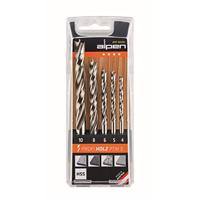 Boor / HSS machines Houtspiraalboor PTM 5, 5-delig | houtboren voor het boren van zacht- en hardhout, spaanplaat en hardboard, hittebestendig, nauwkeurig | Ø 4/5/6/8/10 mm