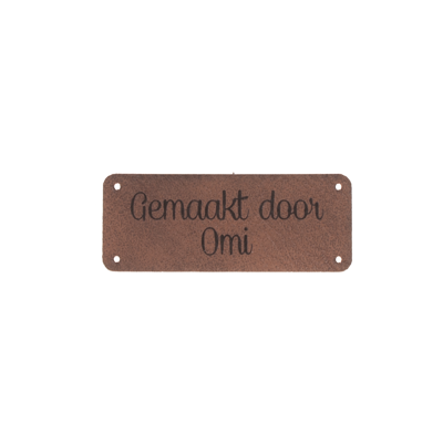 Leren label 'Gemaakt door Omi' 20x50mm - 3 stuks