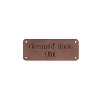 Leren label 'Gemaakt door Omi' 20x50mm - 3 stuks