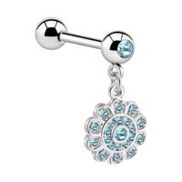 Jeweled Barbell with Charm Chirurgisch staal 316L / Belegde messing Barbells - thumbnail