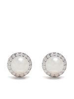 TASAKI boucles d'oreilles en or blanc 18ct serties de diamants et perles d'Akoya - Argent