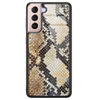 Samsung Galaxy S21 Plus glazen hardcase - Golden snake