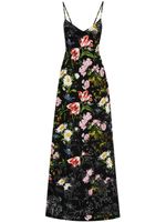 Oscar de la Renta robe longue Unfinished Floral en popeline - Noir - thumbnail