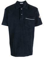 Moncler logo-patch cotton polo shirt - Bleu