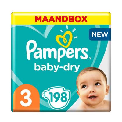 Pampers Active Baby-Dry Baby-Dry Maat 3, 198 Luiers, Voor Droge Ademende Huid, Maandbox Pampers Active Baby-Dry Baby-Dry Maat 3, 198 Luiers, Voor Droge Ademende Huid, Maandbox