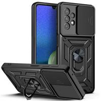 Samsung Galaxy A13 Rotary Ring Hybrid Case with Camera Shield - Black - thumbnail