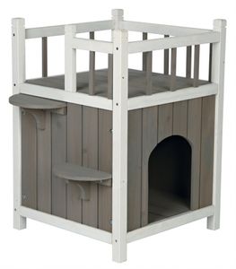 Trixie kattenhuis cat&apos;s home met balkon grijs / wit 45x65x45 cm