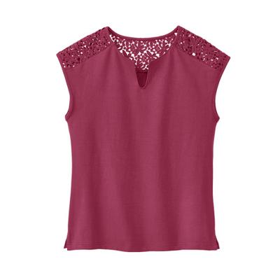 Bio-katoenshirt met kant, Wit 36/38