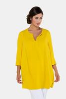 Ulla Popken Tuniek, crêpe, lang model, naadzakken, 3/4 mouwen  - Grote Maten