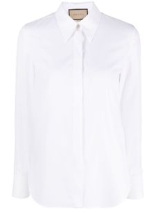 Gucci logo-embroidered cotton shirt - Blanc