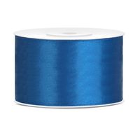 1x Blauwe satijnlint rollen 3,8 cm x 25 meter cadeaulint verpakkingsmateriaal   -