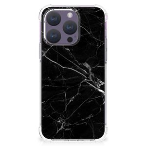 iPhone 15 Pro Anti-Shock Hoesje Marmer Zwart - Origineel Cadeau Vader