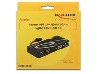 DeLOCK DeLOCK Adapter USB 3.0 > HDMI / VGA + Gigabit LAN + USB 3 - thumbnail