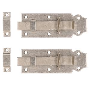 Deltafix schuifslot/hangslotschuif - 2x - 12 x 4.5cm - RVS - deur - schutting - hek