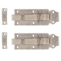 Deltafix schuifslot/hangslotschuif - 2x - 12 x 4.5cm - RVS - deur - schutting - hek