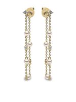 Yoko London boucles d'oreilles pendantes Trend en or 18ct ornées de diamants et de perles