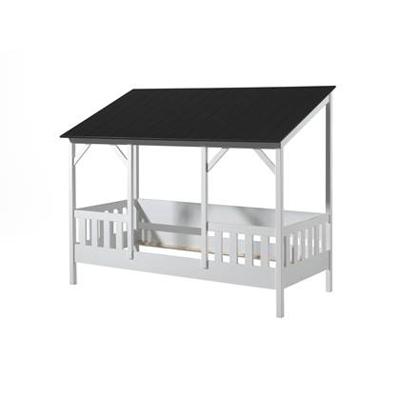Vipack Housebed Huisbed 90 x 200 cm + Dak Zwart + Bedlade