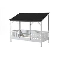 Vipack Housebed Huisbed 90 x 200 cm + Dak Zwart + Bedlade
