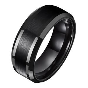 Wolfraam heren ring zwart geborstelde streep 8mm-22mm