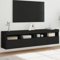 Tv-wandmeubels met LED-verlichting 2 st 80x30x40 cm zwart - thumbnail