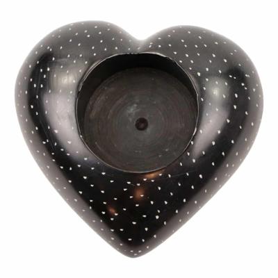 Zeepstenen Theelichthouder Hart (Zwart) Zeepstenen Theelichthouder Hart (Zwart)