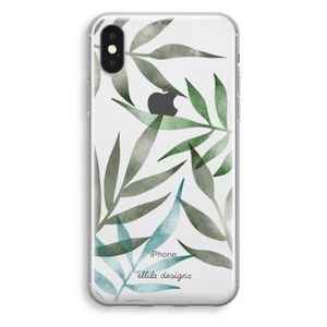 Tropical watercolor leaves: iPhone X Transparant Hoesje