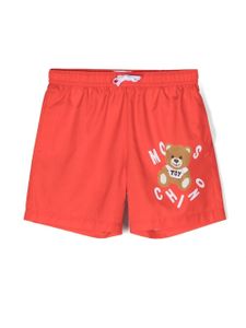 Moschino Kids short de bain à logo imprimé - Rouge