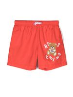 Moschino Kids short de bain à logo imprimé - Rouge - thumbnail