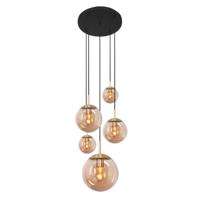 Steinhauer 5-lichts vide hanglamp Bolique goud met amber glas 2730ME - thumbnail