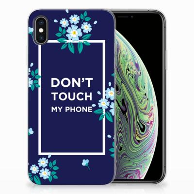 Apple iPhone Xs Max Silicone-hoesje Flowers Blue DTMP Apple iPhone Xs Max Silicone-hoesje Flowers Blue DTMP