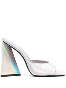 The Attico mules Devon 115 mm à design holographique - Argent