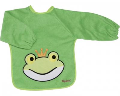slabbetje met lange mouwen kikker groen 30 x 39 cm