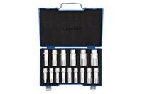 GEDORE D19 KMU-20 Dopsleutelset, 15-delig, dubbele 6-kant, 1/2 inch, 10-24 mm, gereedschap, ratel omschakelhendel, voor auto