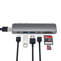 SATECHI Type-C Pro Hub Adapter Met USB-C PD (40 Gbps), 4K HDMI, USB-C Data, SD/Micro Kaartlezer, USB 3.0 - Voor M2/ M1 Macbook Pro/Air (Spacegrijs)
