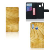 Samsung Galaxy M20 Book Style Case Licht Hout