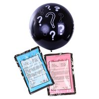 Gender reveal ballon inclusief roze en blauw poeder 90 cm - thumbnail