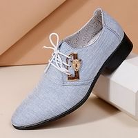 Voor heren Oxfords Retro Formele Schoenen Wandelen Casual Dagelijks Leer Comfortabel Veters Licht Blauw Zwart Blauw Lente Herfst Lightinthebox - thumbnail