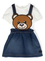 Moschino Kids ensemble robe-salopette à motif Teddy Bear - Bleu