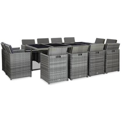 vidaXL 13-delige Tuinset met kussens poly rattan antraciet