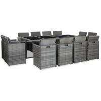 vidaXL 13-delige Tuinset met kussens poly rattan antraciet