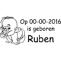 Baby met speen en naam - Muursticker - thumbnail