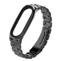 By Qubix - Metalen schakelarmband voor Compatible met Xiaomi Mi Band 3/4/5/6 / 7 - Zwart - Compatible Xiaomi bandje