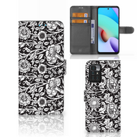 Xiaomi Redmi 10 Hoesje Black Flowers - thumbnail