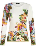 ETRO pull en soie mélangée à fleurs - Blanc