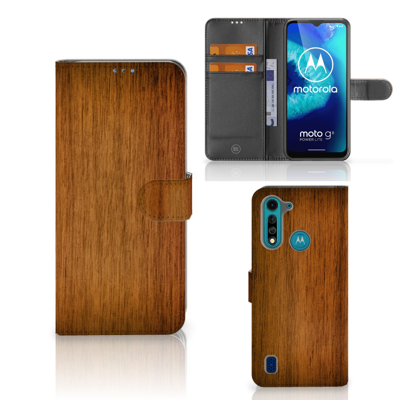 Motorola G8 Power Lite Book Style Case Donker Hout