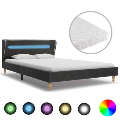 vidaXL Bed met LED en matras jute donkergrijs 120x200 cm