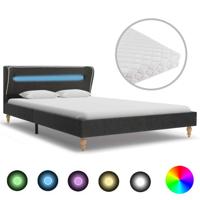 vidaXL Bed met LED en matras jute donkergrijs 120x200 cm